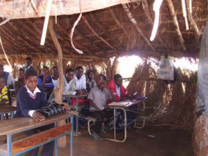 African children in a school's classroom