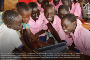 Kakuma refugee camp students using tablets