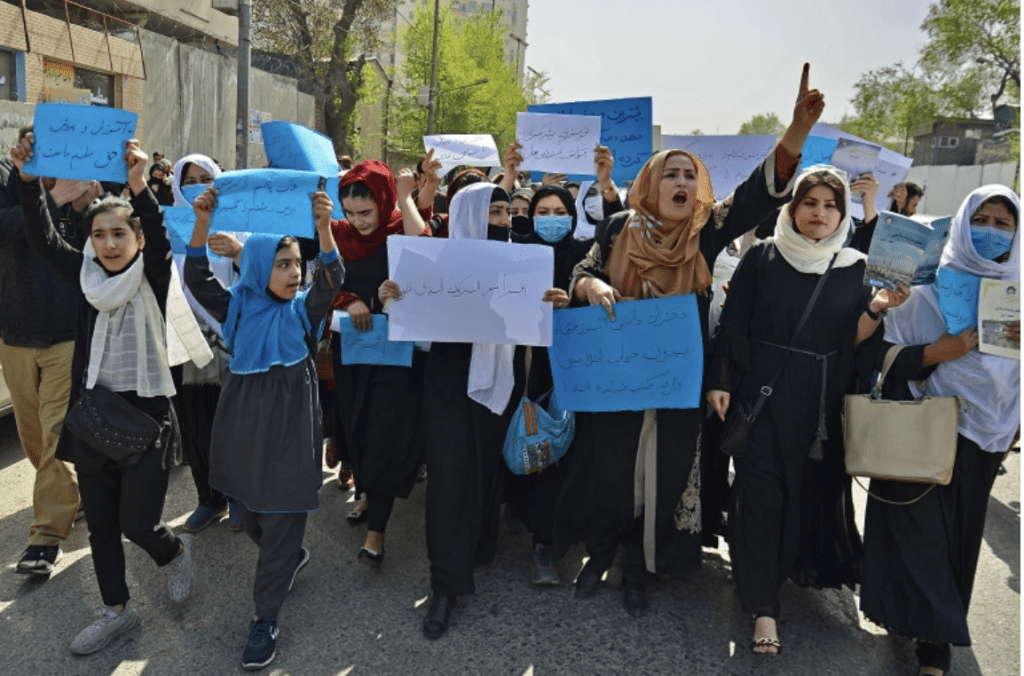 Afghan female students protesting